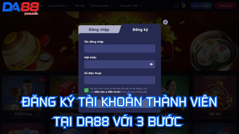 Đăng ký tài khoản thành viên tại nhà cái DA88 với 3 bước Đăng ký tài khoản thành viên tại nhà cái DA88 với 3 bước