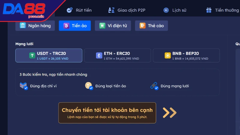 Những lưu ý cần thiết để nạp tiền DA88 thành công Những lưu ý cần thiết để nạp tiền DA88 thành công